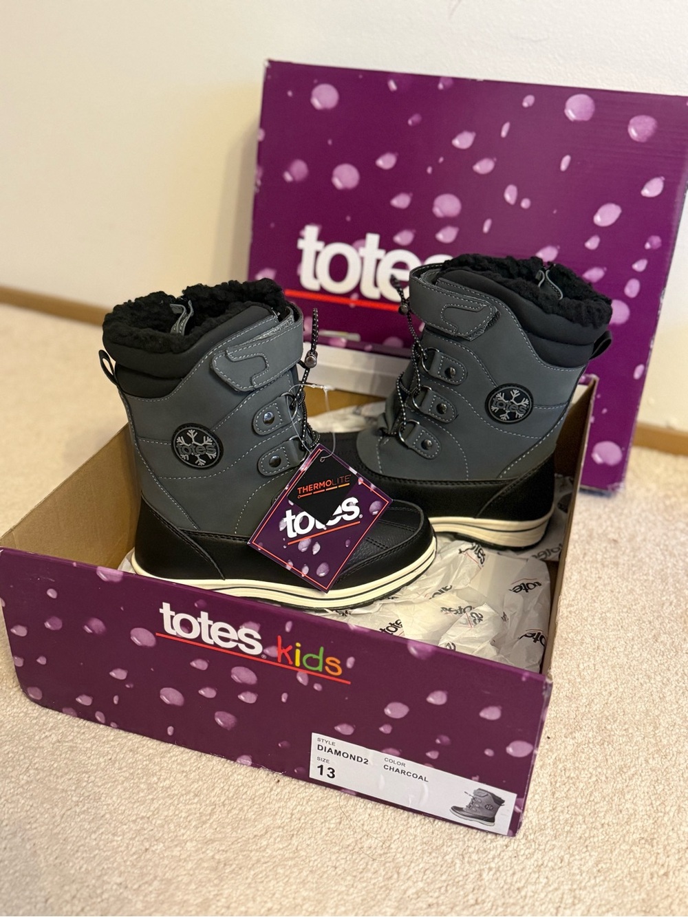 Totes Kids Waterproof Winter Boots size 13